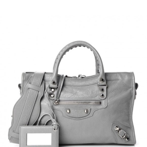 BALENCIAGA Agneau Classic Silver Hardware S City Gris Haussmannien - Cement Gray - Picture 1 of 15